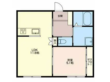 シュペエール(1LDK/1階)の間取り写真