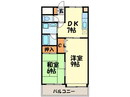 ガーデンステージ大橋(2DK/6階)の間取り写真