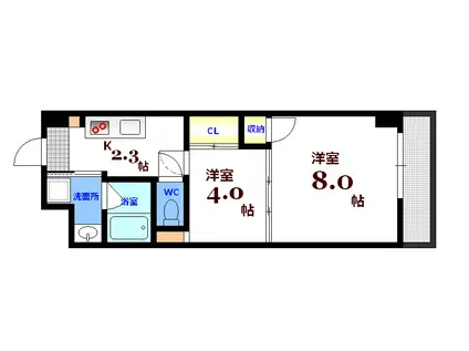 コンフォール清和(2K/10階)の間取り写真