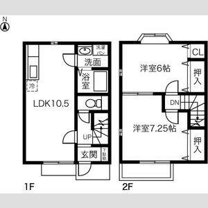 チバリーハイツ B(2LDK/1階)の間取り写真