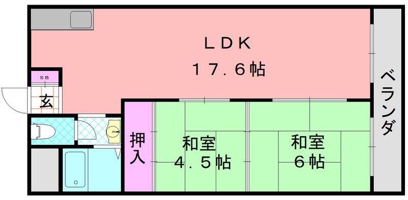 ノウブルハイツ平野(2LDK/3階)の間取り写真