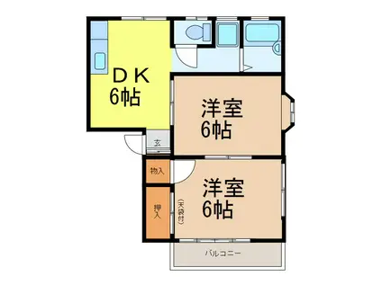 フラワーハイツ(2DK/1階)の間取り写真