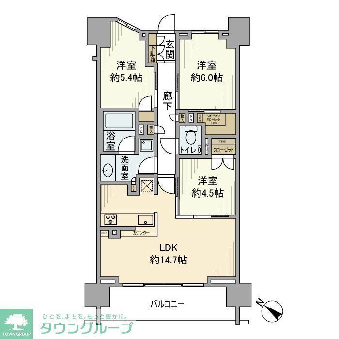 ザ・パークハウス町田フロント(3LDK/13階)の間取り写真