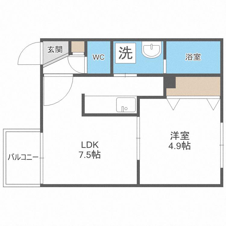 メイフェア(1DK/3階)の間取り写真