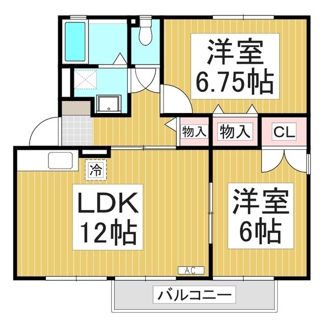 セジュールわかば A棟(2LDK/1階)の間取り写真