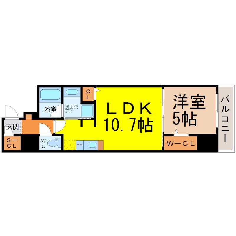 ダイワシティー大須(1LDK/2階)の間取り写真
