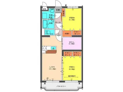 LA VIE BELLE TAKEDA(2SLDK/3階)の間取り写真