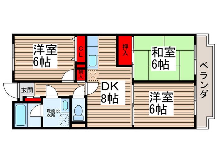 司第一マンション(3DK/2階)の間取り写真