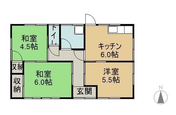 水島臨海鉄道 栄駅(岡山) 徒歩18分 1階建 築55年(3DK/1階)の間取り写真