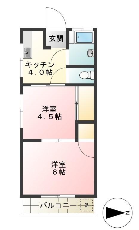 筑波荘(2K/1階)の間取り写真