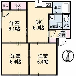 エステートK(3DK/1階)の間取り写真