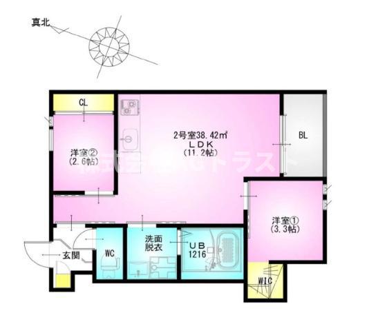 REGALEST KB 土呂駅前(2LDK/1階)の間取り写真