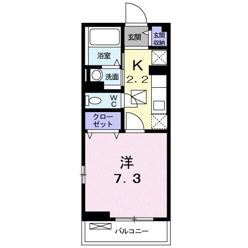 フレスクーラ(1K/1階)の間取り写真