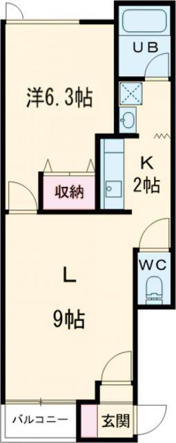 リヴェール松陰(1LDK/1階)の間取り写真