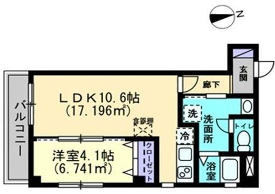 プレミール亀岡(1LDK/3階)の間取り写真