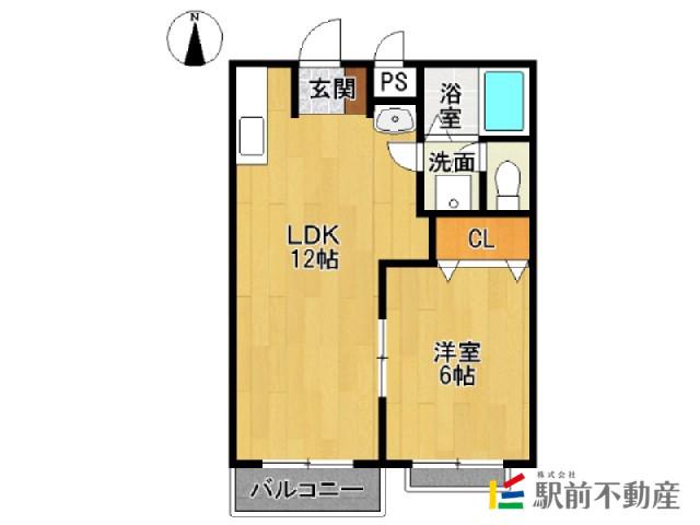 シティハイツ井田B(1LDK/2階)の間取り写真