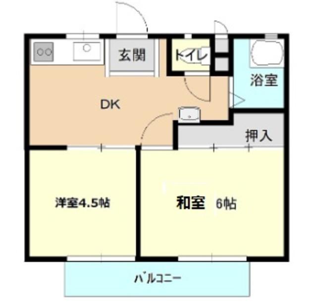 高見ハイツB(2DK/2階)の間取り写真
