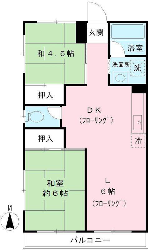 八百重マンション(2LDK/2階)の間取り写真