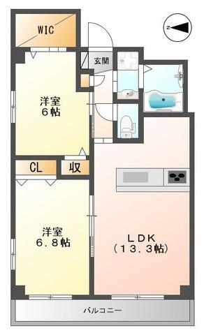 ルシエルブルー(2LDK/3階)の間取り写真