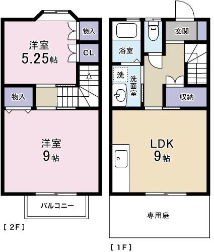モンターニュII番館(2LDK/1階)の間取り写真
