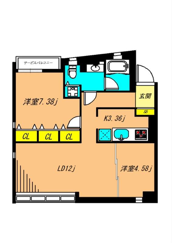 DENFLRAT南平台(2LDK/3階)の間取り写真