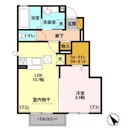 フォーゲルテラス グリューン VI(1LDK/1階)の間取り写真