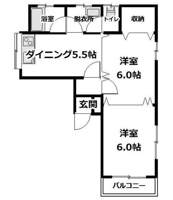 エステートピアY&E(2DK/2階)の間取り写真