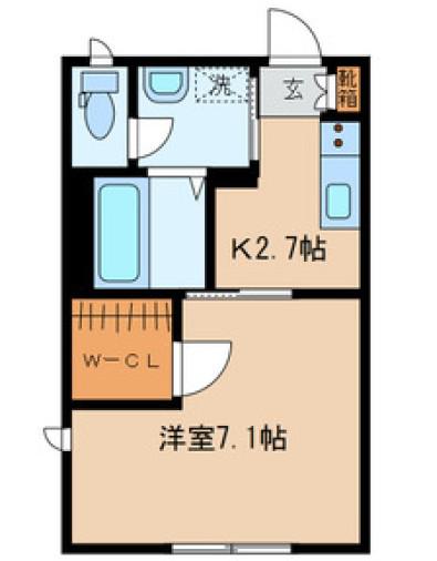 アンソレイユ(1K/1階)の間取り写真