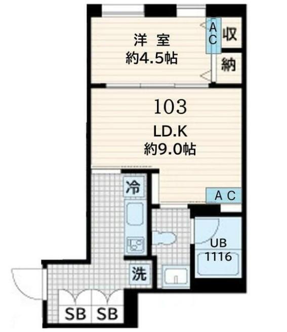 FULLEA恵比寿 フレア恵比寿(1LDK/B1階)の間取り写真