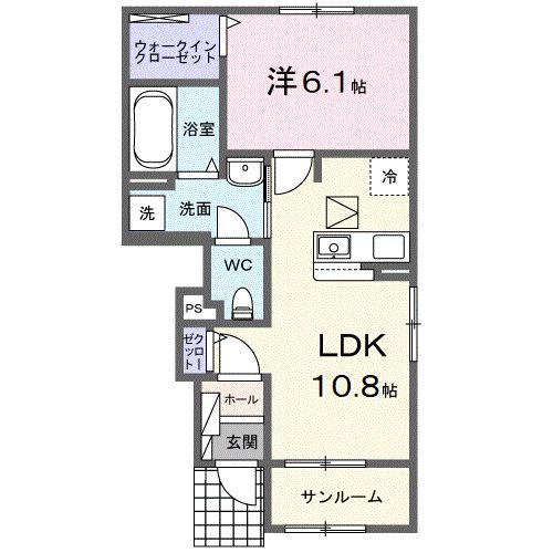 パピーI(1LDK/1階)の間取り写真