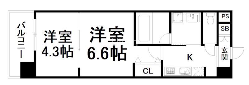 アート西大路レジデンス(2K/5階)の間取り写真