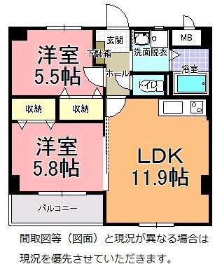 CE DEAR 五軒町(2LDK/7階)の間取り写真