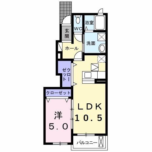 ボヌール・メゾン(1LDK/1階)の間取り写真