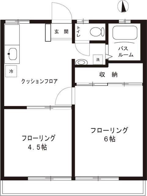 コーポラス幸(2K/1階)の間取り写真