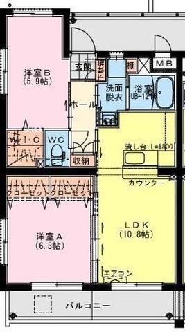 MILKY WAY(2LDK/4階)の間取り写真