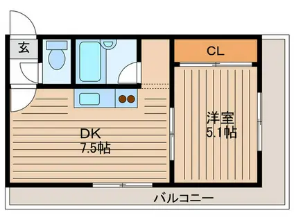 キャピタルYMD(1DK/4階)の間取り写真