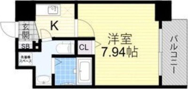 セレニテ難波西(1K/4階)の間取り写真