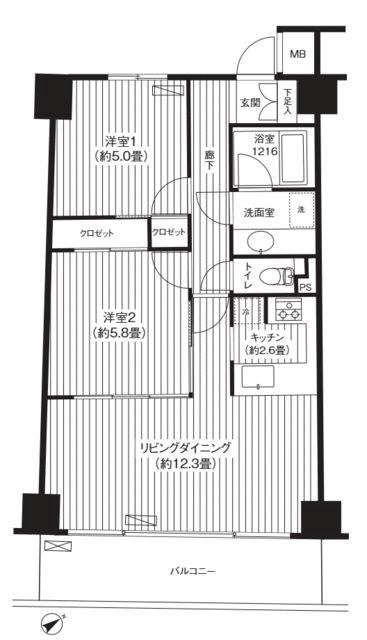 ウィスタ高井戸(2LDK/4階)の間取り写真