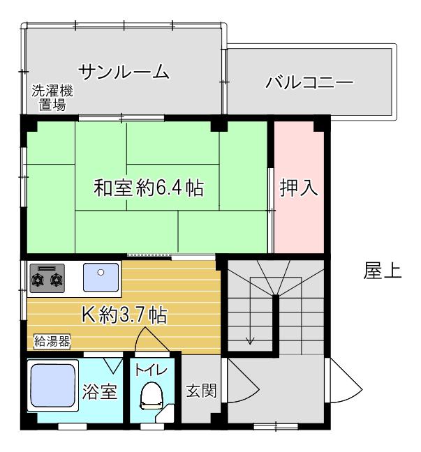 松本マンション(1K/3階)の間取り写真