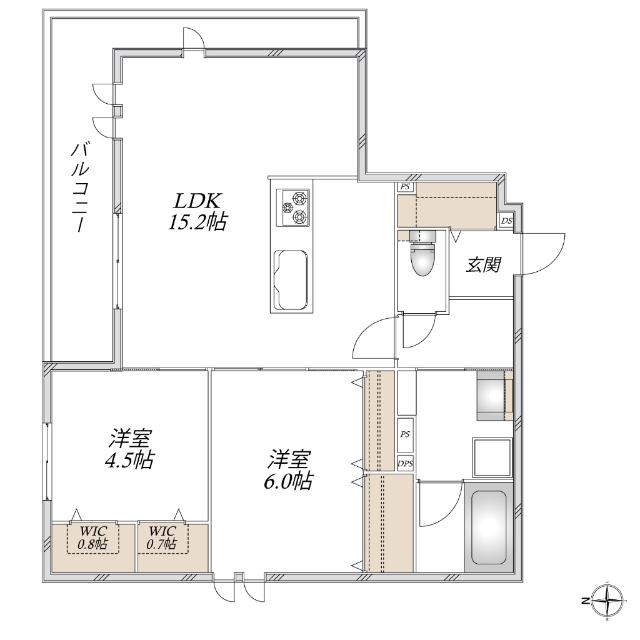 尼崎市南塚口町2丁目へーベルメゾン東棟(2LDK/3階)の間取り写真