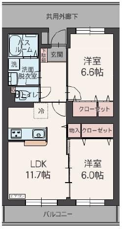 フェリーチェ(2LDK/3階)の間取り写真