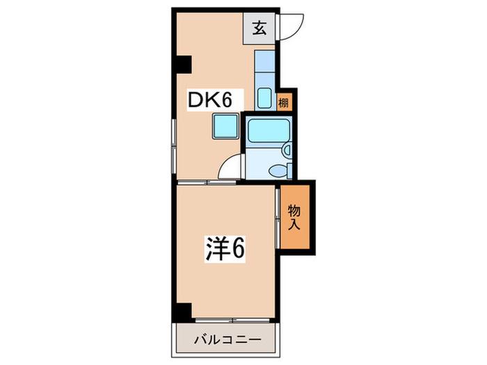 井上ビル(1DK/4階)の間取り写真