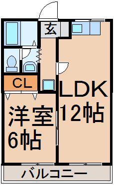 ハイム松原(1LDK/1階)の間取り写真