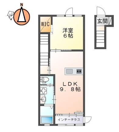 レーグル1番館(1LDK/2階)の間取り写真