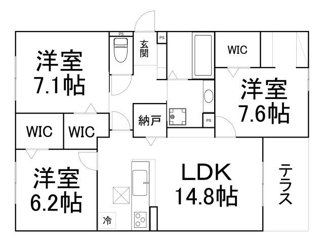 アンサンブル大今里(3LDK/1階)の間取り写真