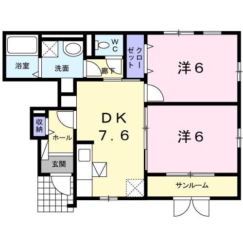 サニーメゾンSN(2DK/1階)の間取り写真