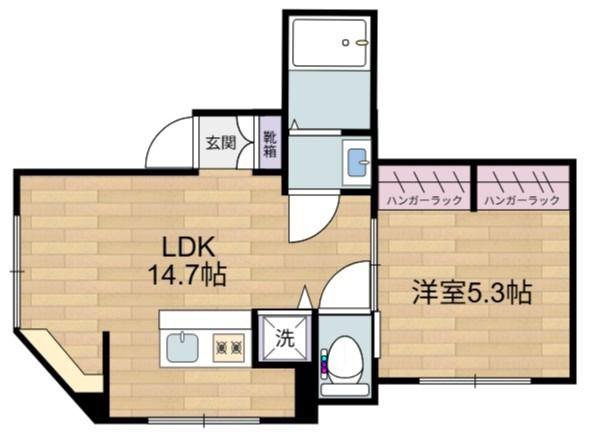 ラフィネ調布ー国領町-(1LDK/4階)の間取り写真