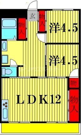 桜台染谷ハイツ(2LDK/4階)の間取り写真