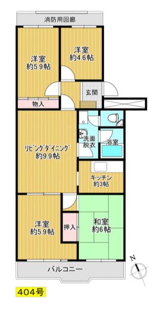 ヴェラハイツ春日部(4LDK/4階)の間取り写真