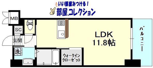ウィングスNEXT西小倉(ワンルーム/7階)の間取り写真